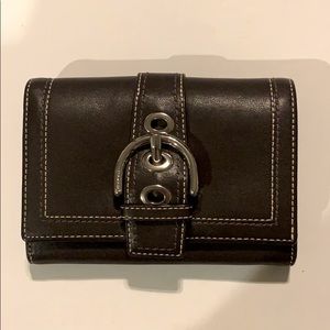 COACH Soho Brown Leather Bifold Wallet Buckle